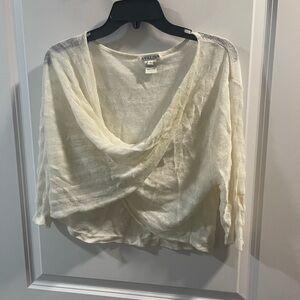 Avalin Cream Lightweight Draped Crop Top 💯 Linen Have Two Spots